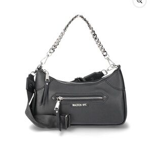 Madden NYC Women's Chain Strap Crossbody Handbag with Pouch, Black